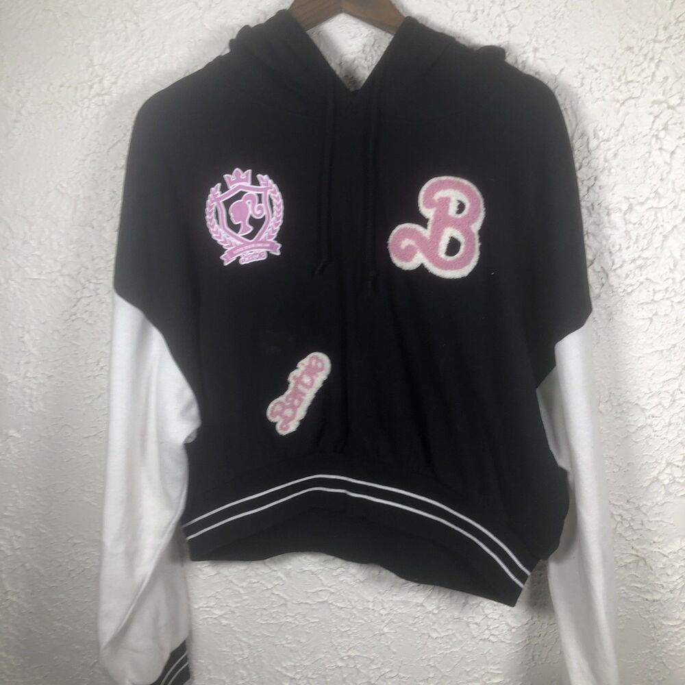 WOMENS Barbie the Movie Embroidered Logo Hoodie Jacket Size 2XL academia preppy